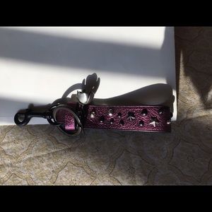 Coach metallic pebble leather key fob/bag charm